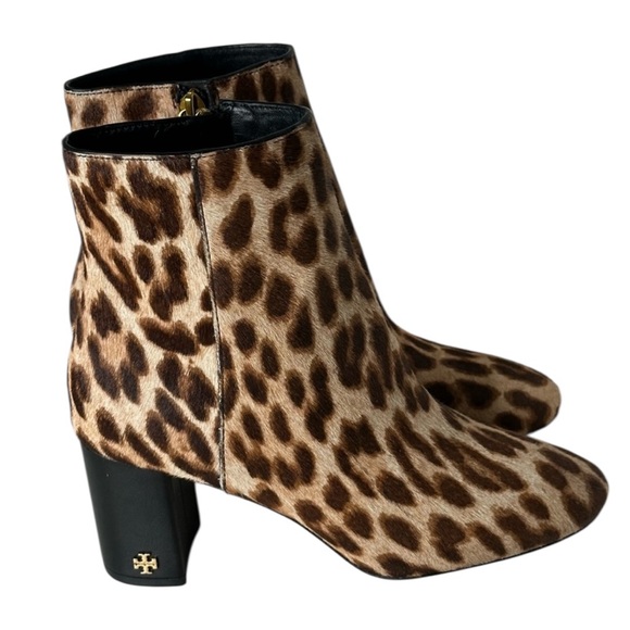 Tory Burch Brooke Leopard Print Calf Hair Side Zip Ankle Booties - Picture 3 of 9